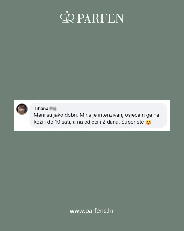 💖 Vaše zadovoljstvo je naša radost. Podijelite s nama i vi svoja iskustva s parfemima 😊

www.parfens.hr

✅ Besplatna dostava
✅ Parfemi inspirirani svjetskim brendovima
✅ Visok udio mirisnih esencija

#miris #parfem #lijepimiris #svijetskemarke #parfumerija #bočica #ženskiparfem #supercijena #mirišemdanas