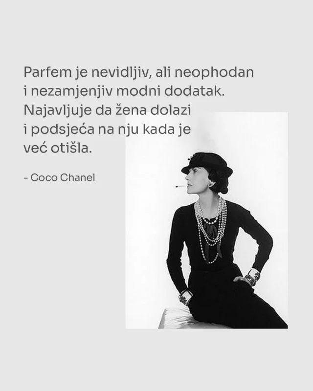 ✨ Coco Chanel je znala da je parfem više od mirisa – to je nezamjenjiv modni dodatak koji ostavlja trag i nakon vašeg odlaska. Nevidljiv je, ali nezaboravan 💋

www.parfens.hr

✅ Besplatna dostava
✅ Parfemi inspirirani svjetskim brendovima
✅ Visok udio mirisnih esencija

#miris #parfem #lijepimiris #svijetskemarke #parfumerija #bočica #ženskiparfem #supercijena #mirišemdanas